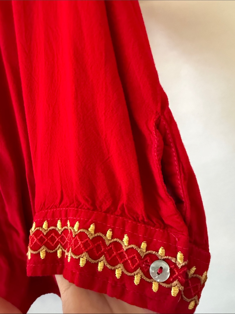 64 Sixty Five Embroidered Tunic Size XXL Red Multicolor Floral Boho Long Sleeve - Picture 9 of 13